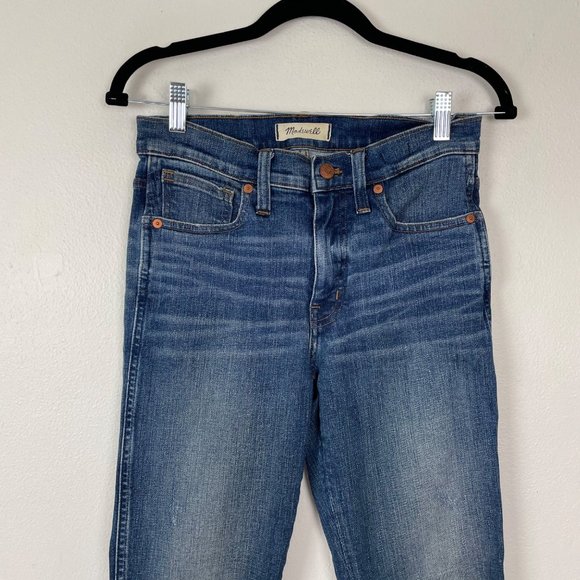 Madewell Woman's Sz 27 Tall 9" High Rise Skinny Jeans Mid Rise Distressed - Picture 3 of 13